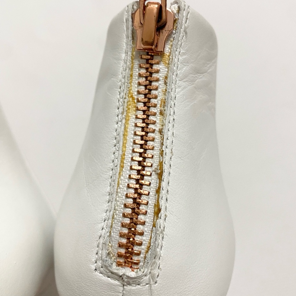 Ted Baker Gemie Slanted Heel White Leather Ankle Boot Bootie - Picture 7 of 13